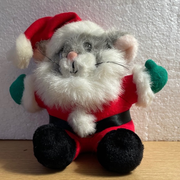 Vintage JC Penny Santa Claus Mouse Plush Stuffed Animal Christmas Hat Fur 10” - Picture 1 of 9
